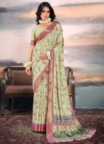 Cotton Silk Pista Green Traditional Wear Printed Saree